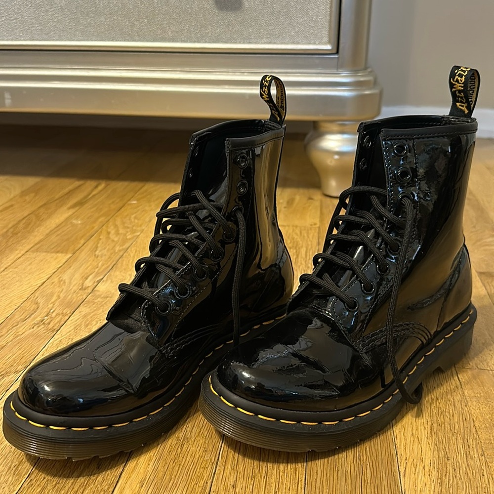 Shiny black Dr. Martens